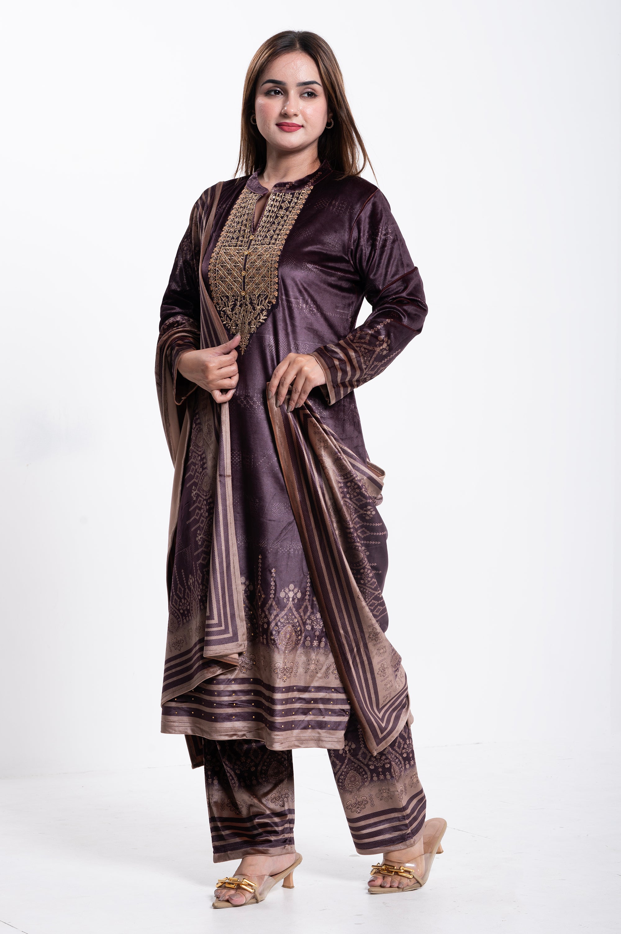 Elegant Embroidered Silk Suit with Dupatta