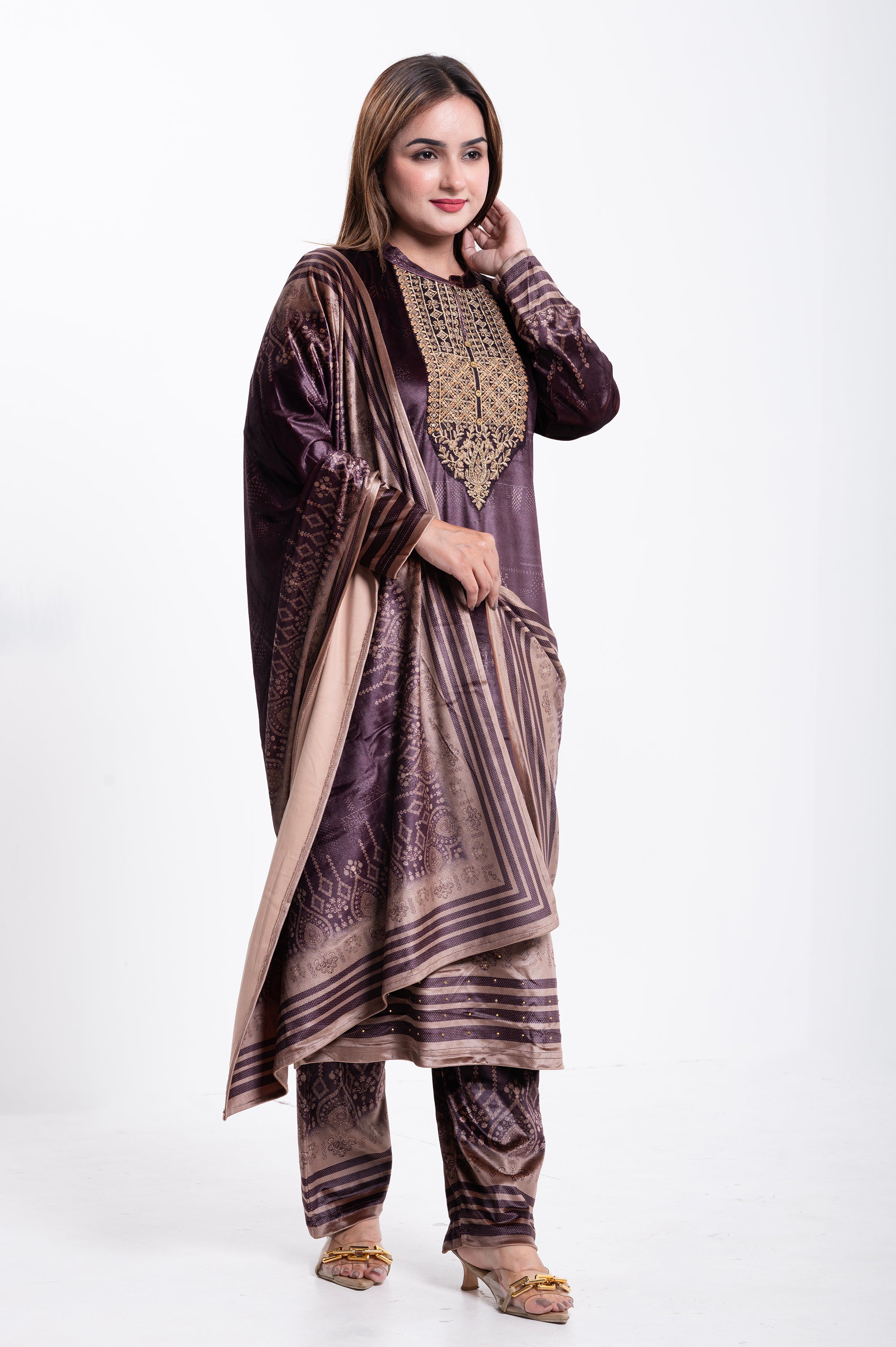Elegant Embroidered Silk Suit with Dupatta