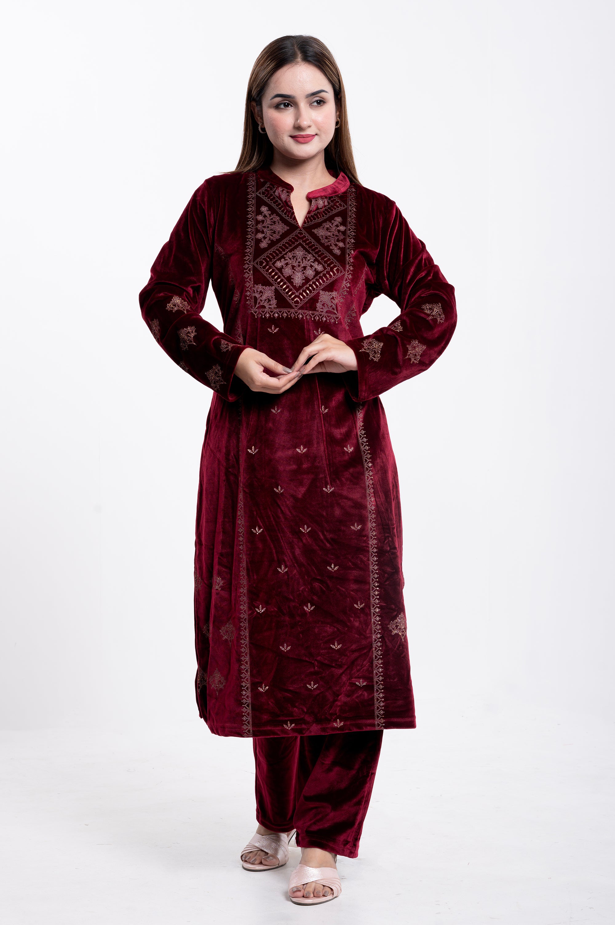 Velvet Printed Suit Set