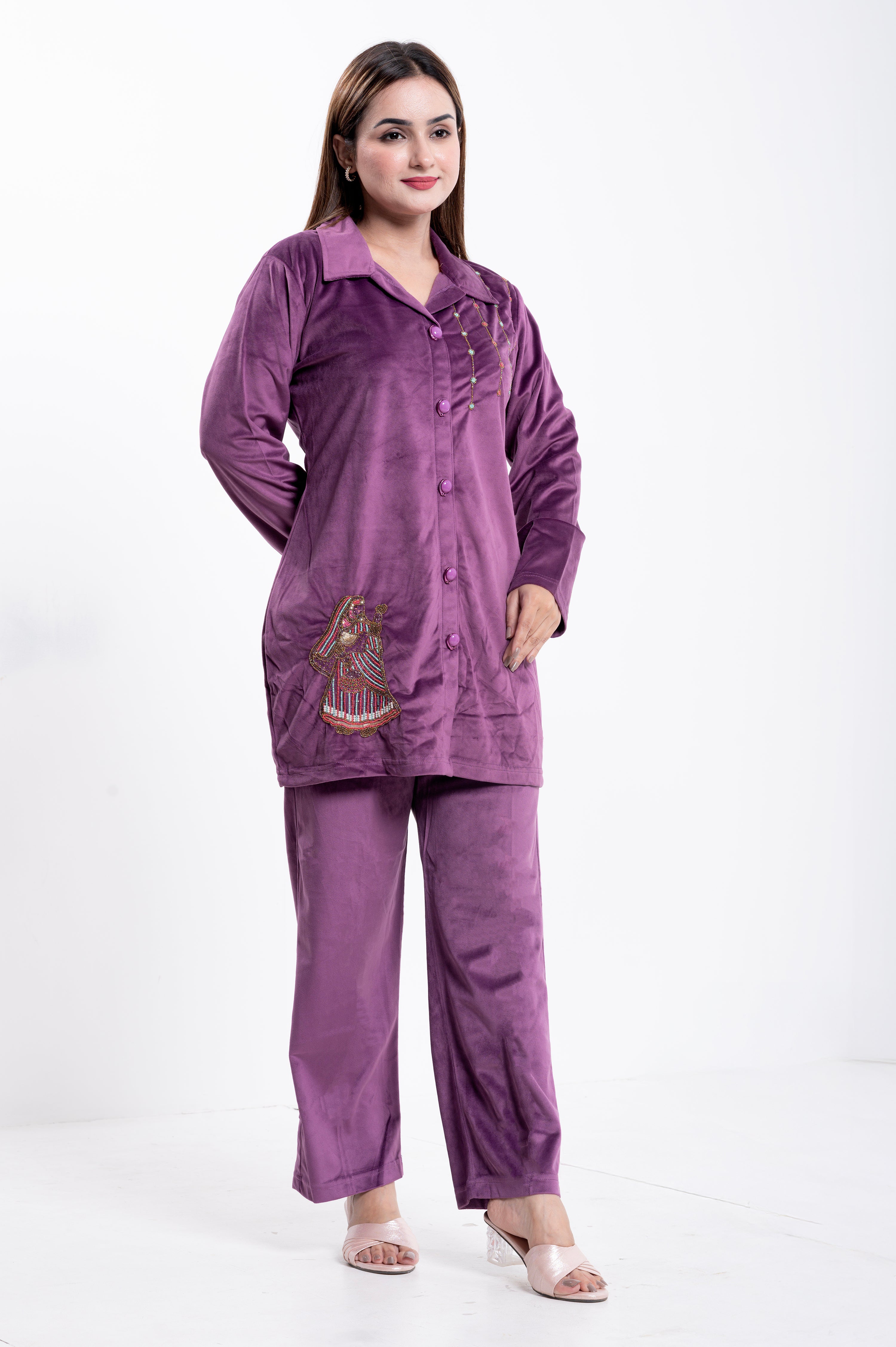 Women's Velvet Cord Set (Purple)