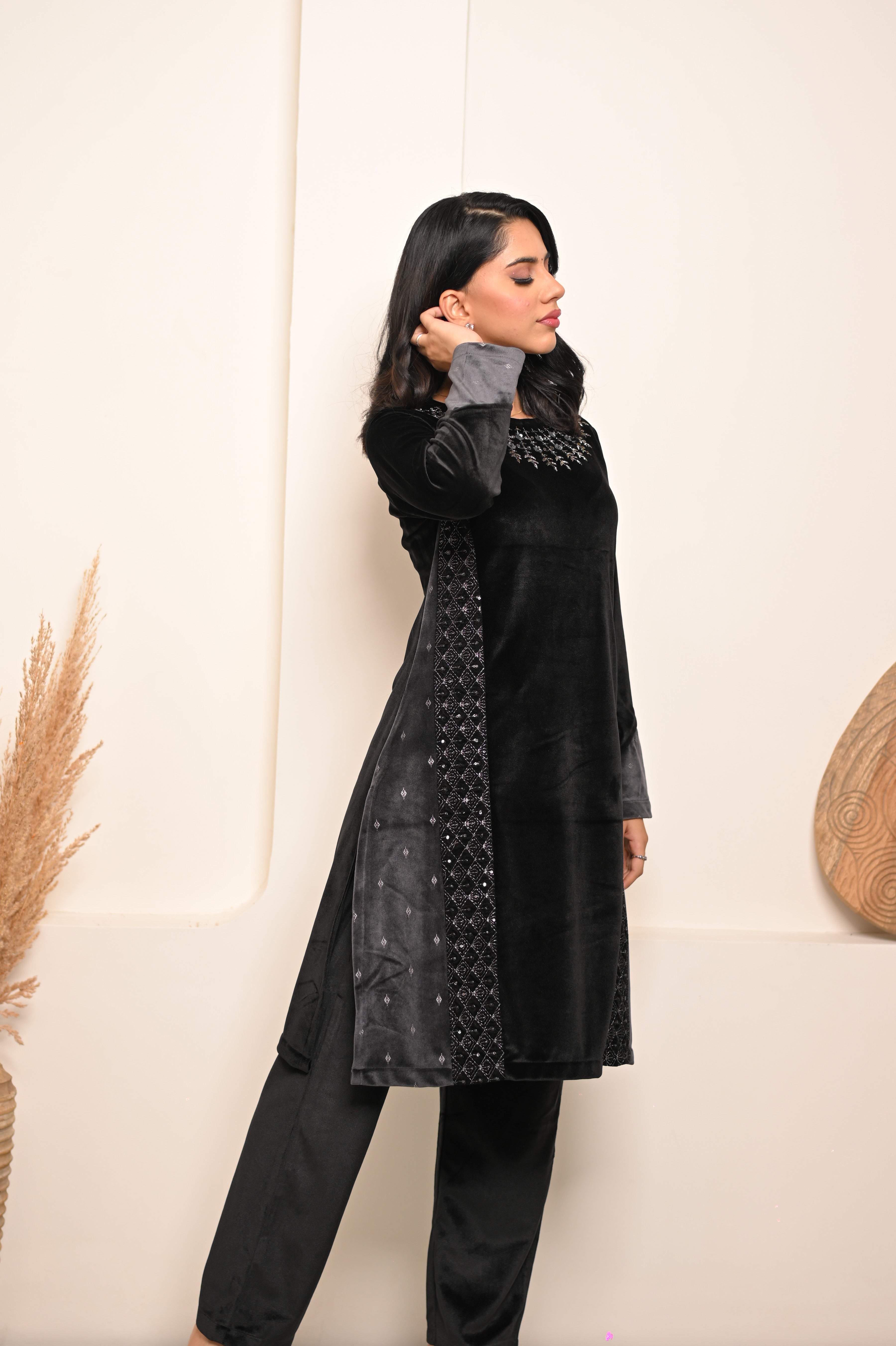 Black velvet co-ord set