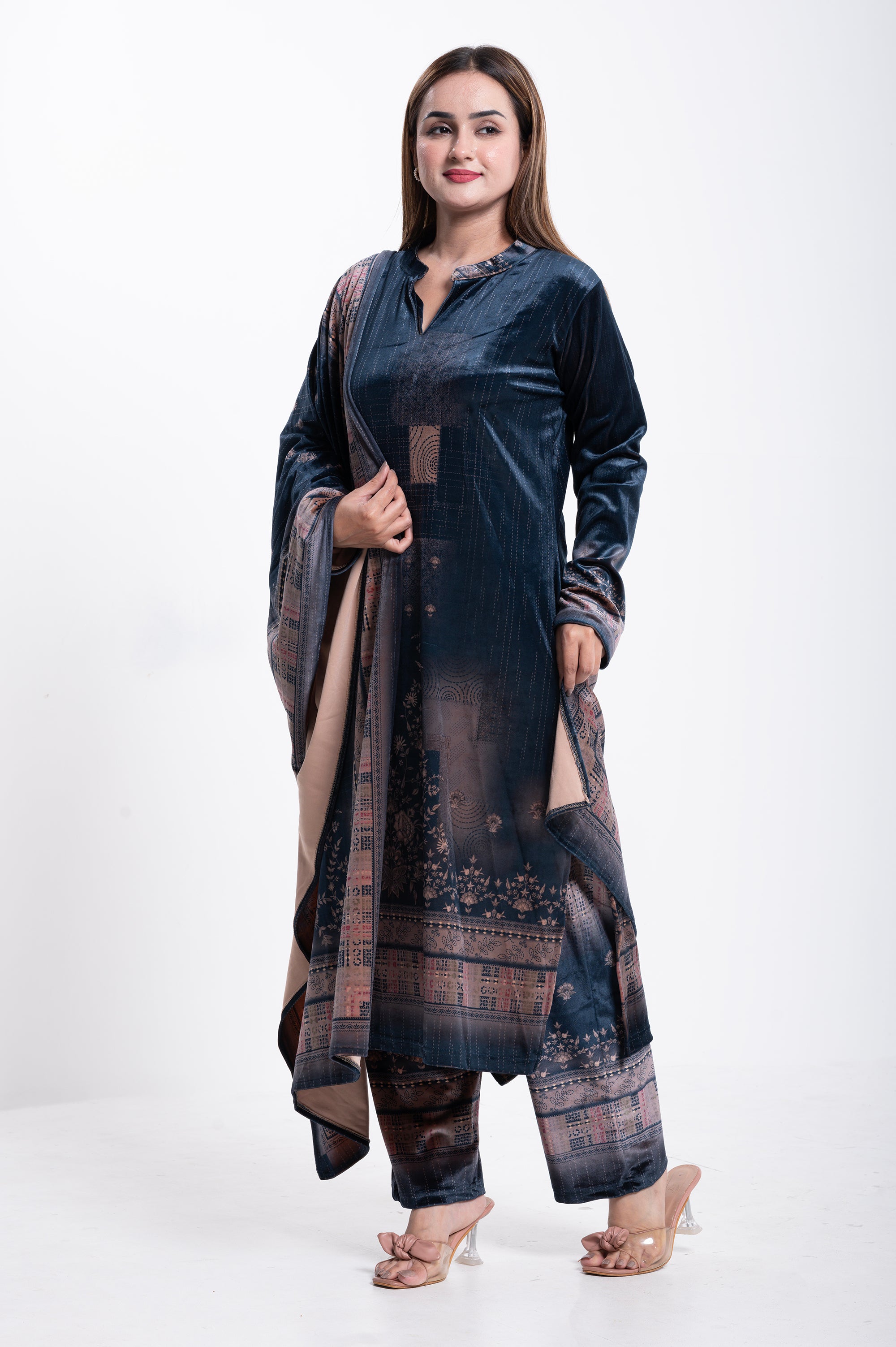 Midnight Elegance Printed 3-Piece Suit