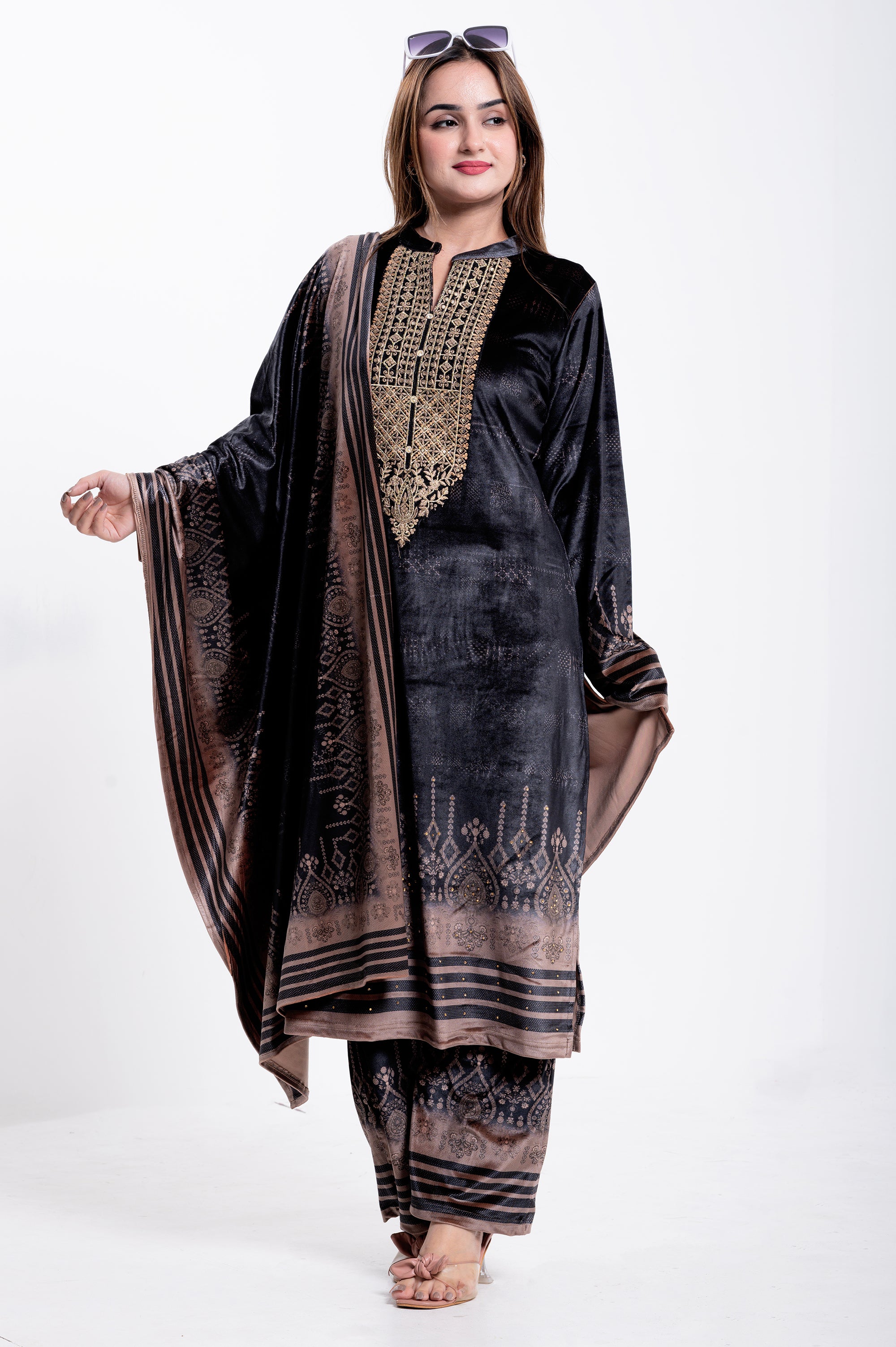 Elegant Embroidered Silk Suit with Dupatta